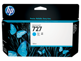 HP 727 130-ml Cyan DesignJet Ink Cartridge (B3P19A)